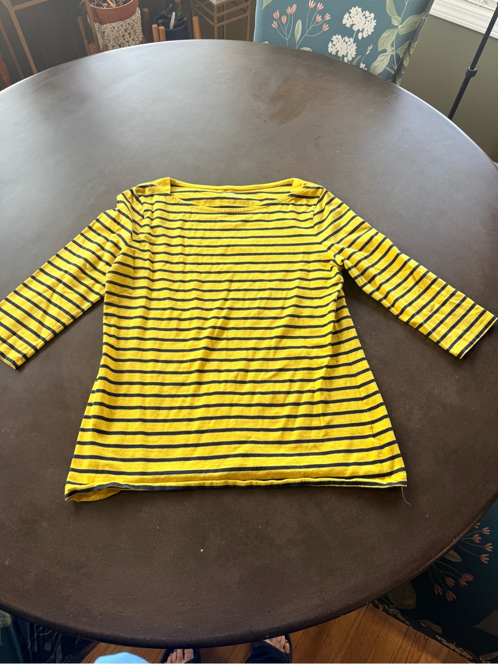 Merona Yellow and Navy Striped Long Sleeve Tee
